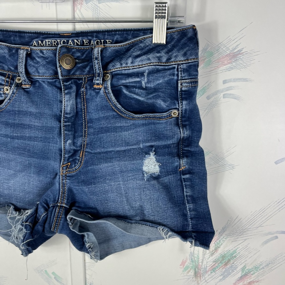 American Eagle Outfitters Hi-Rise Shortie Shorts Super Super Stretch 6 - Picture 3 of 10